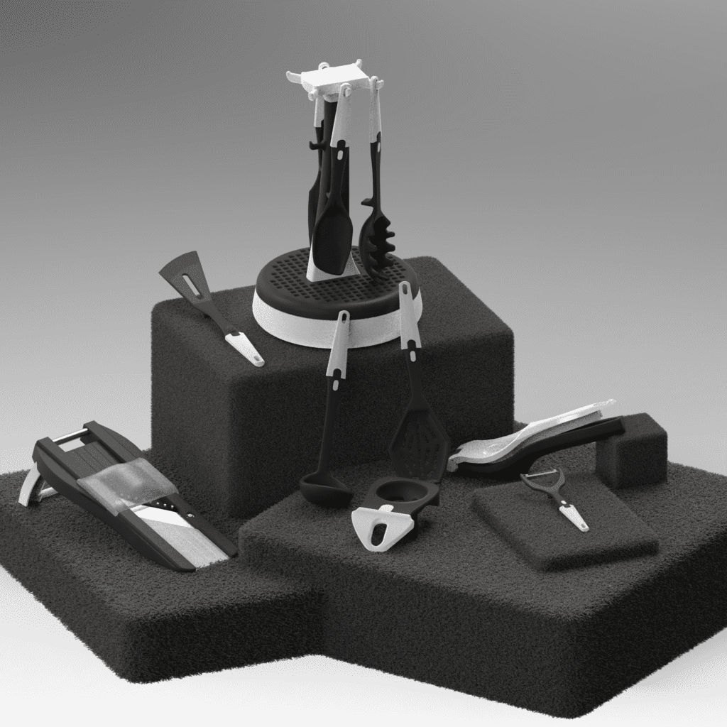 rendu 3D gamme d'ustensiles de cuisine